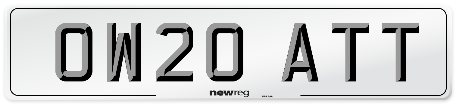 OW20 ATT Number Plate from New Reg